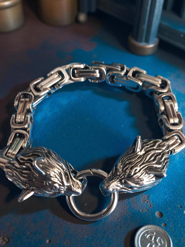Pulsera de acero lobos vikingos 3
