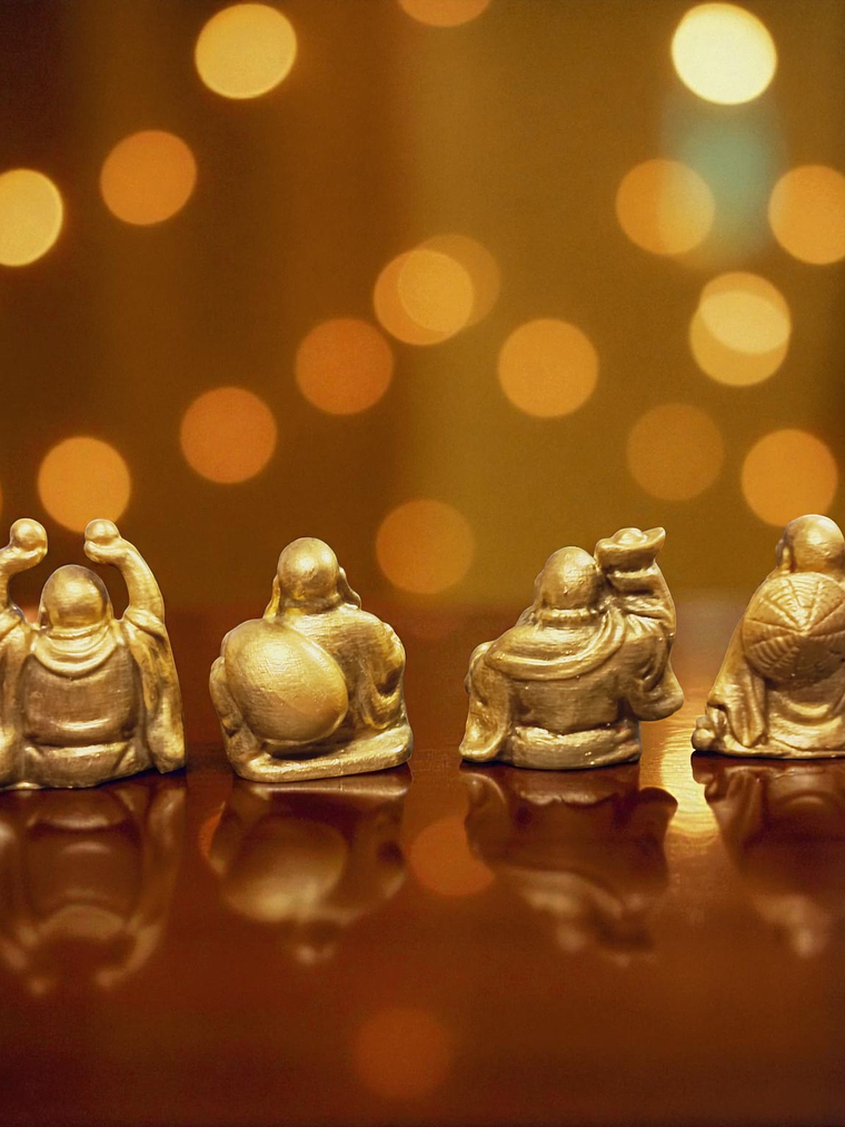 Set de 4 Mini budas de la suerte 6cm  2