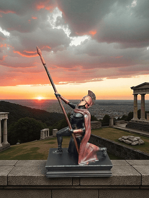 Figura guerrero espartano portando lanza 13cm
