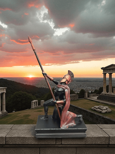 Figura guerrero espartano portando lanza 13cm