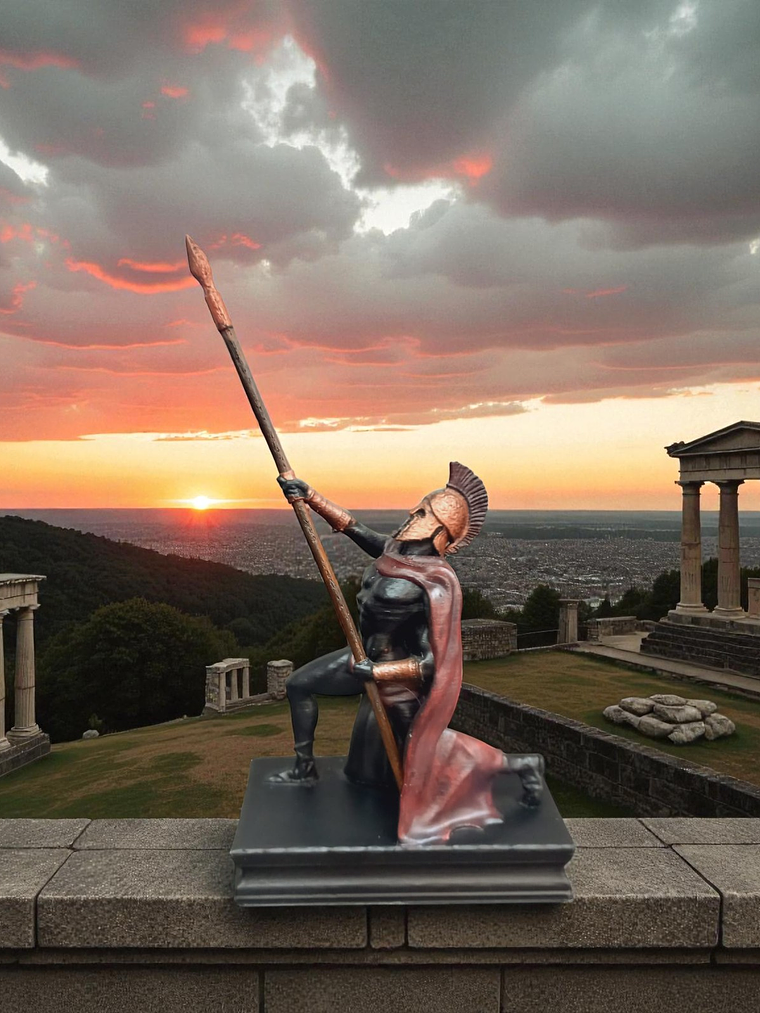 Figura guerrero espartano portando lanza 13cm 1