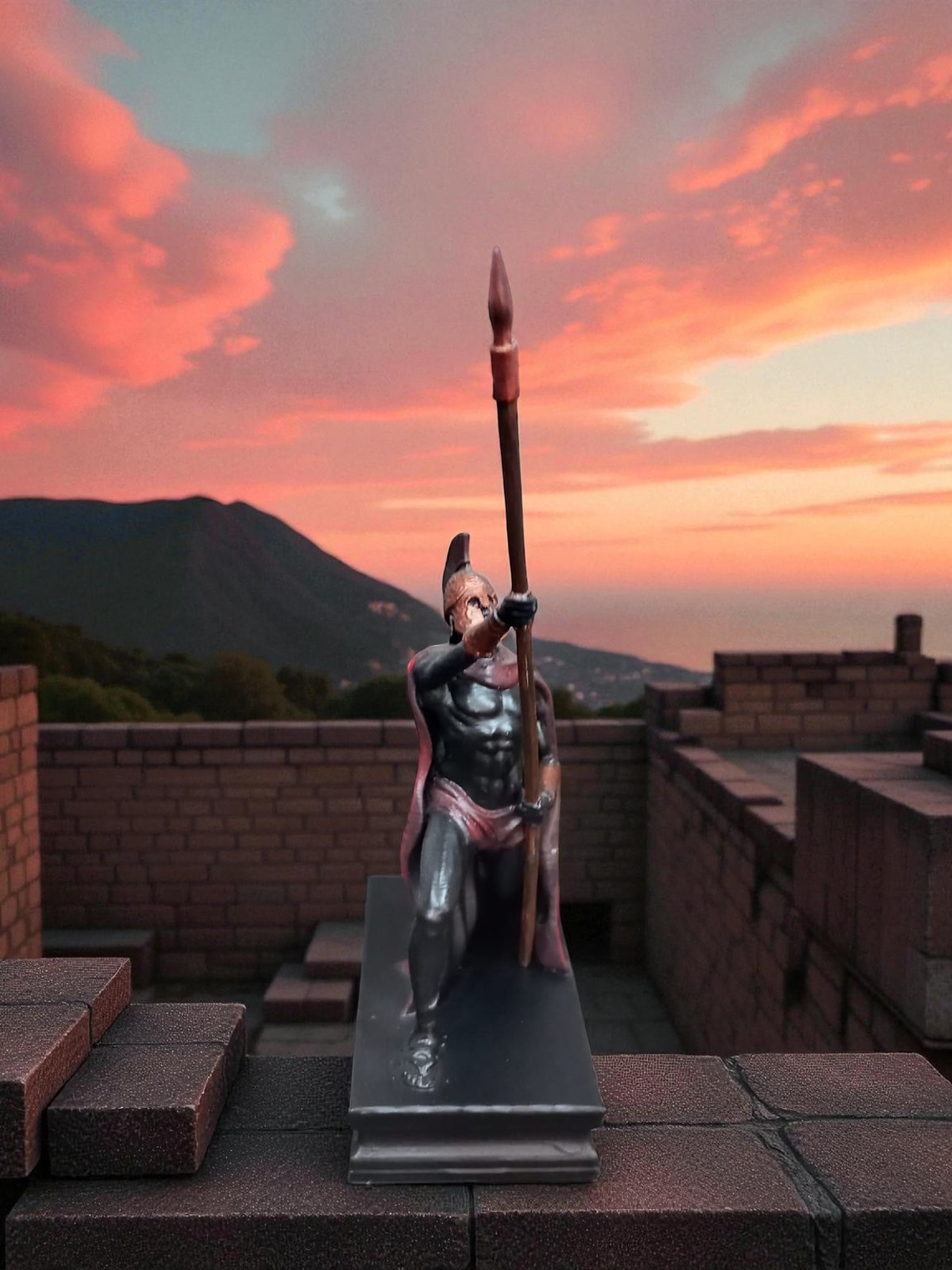 Figura guerrero espartano portando lanza 13cm 2