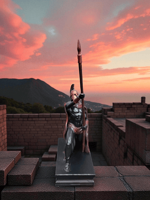 Figura guerrero espartano portando lanza 13cm