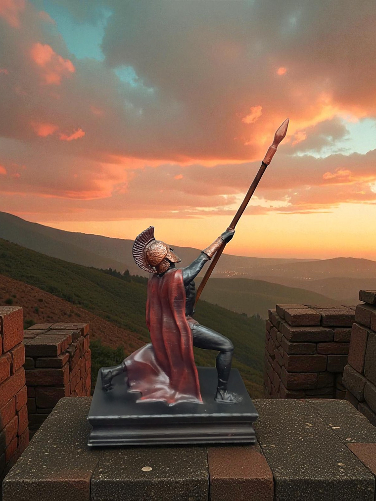 Figura guerrero espartano portando lanza 13cm 4