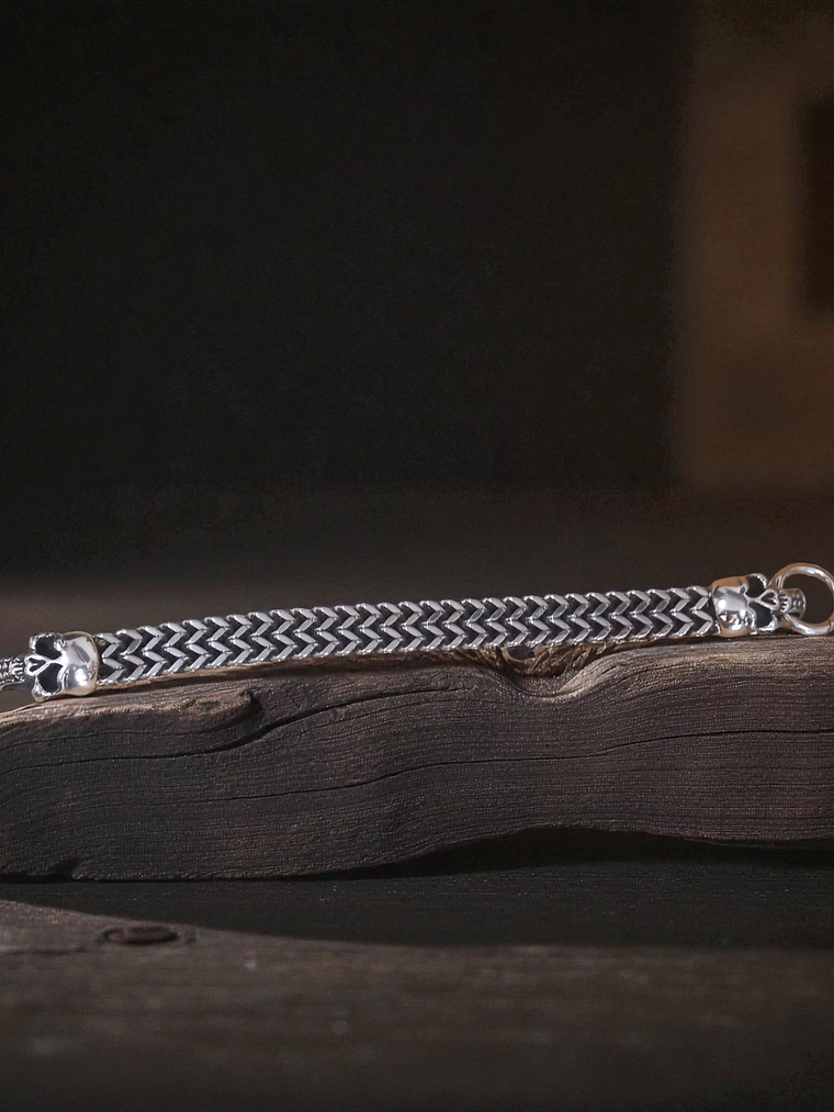 Pulsera de acero doble calavera 4