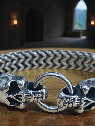 Pulsera de acero doble calavera