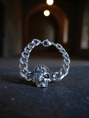 Pulsera de acero calavera cyborg 18 cm
