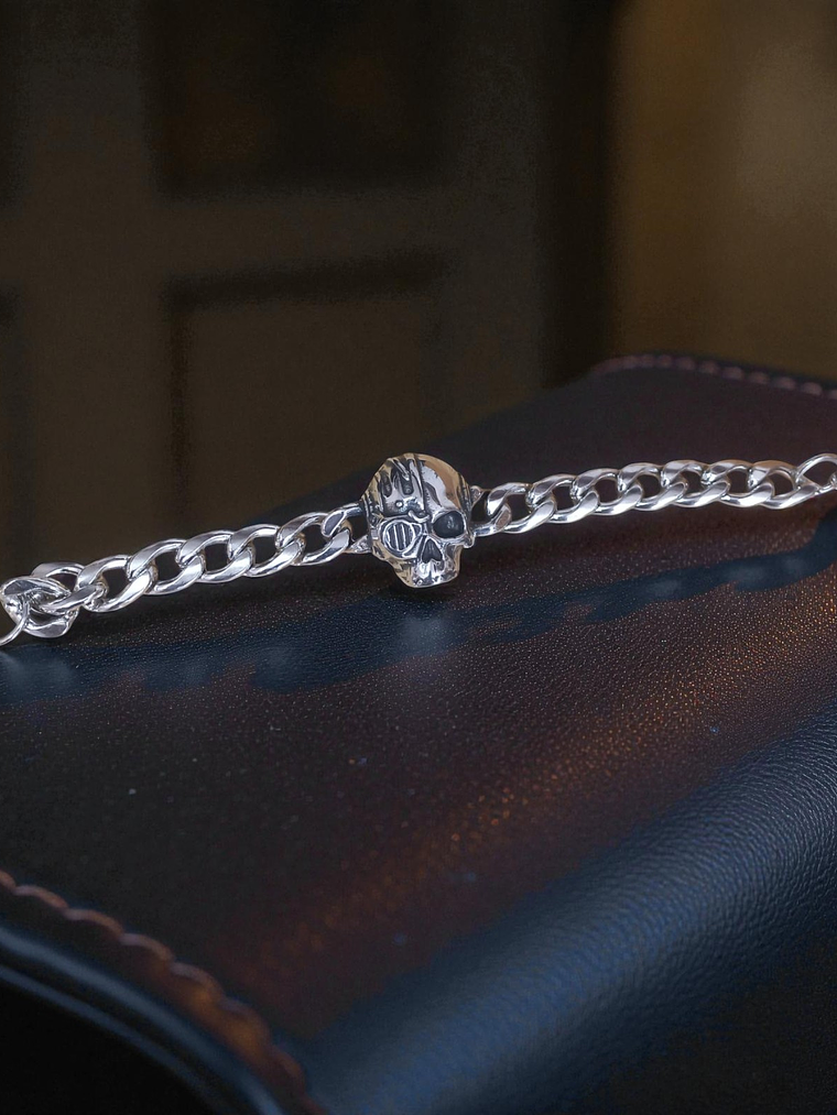 Pulsera de acero calavera cyborg 18 cm 1