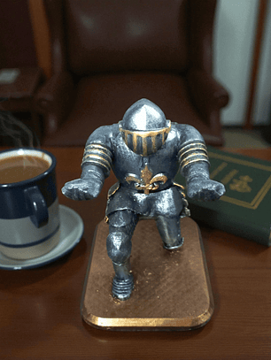 Figura caballero flor de lis sujeta lápiz 13cm