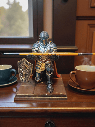 Porta Lápiz caballero y escudo 13cm