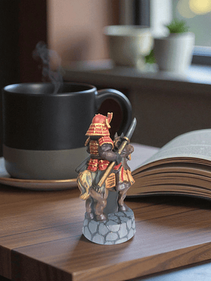 Figura decorativa Samurái a caballo 15cm