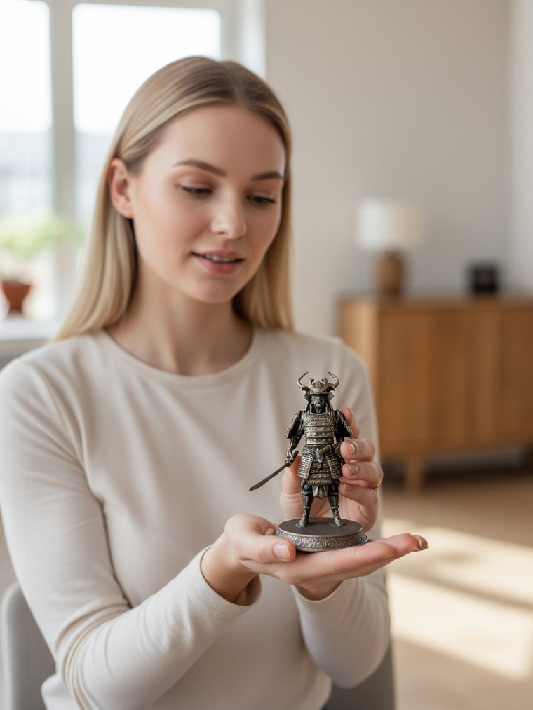 Figura Samurái color bronce envejecido 16 cm 2