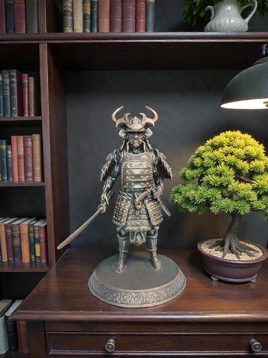 Figura Samurái color bronce envejecido 16 cm 1