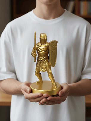 Figura Caballero Cruzado UC color dorado 16.5cm