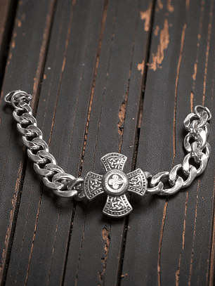 Pulsera de acero cruz con diseños celtas 21cm