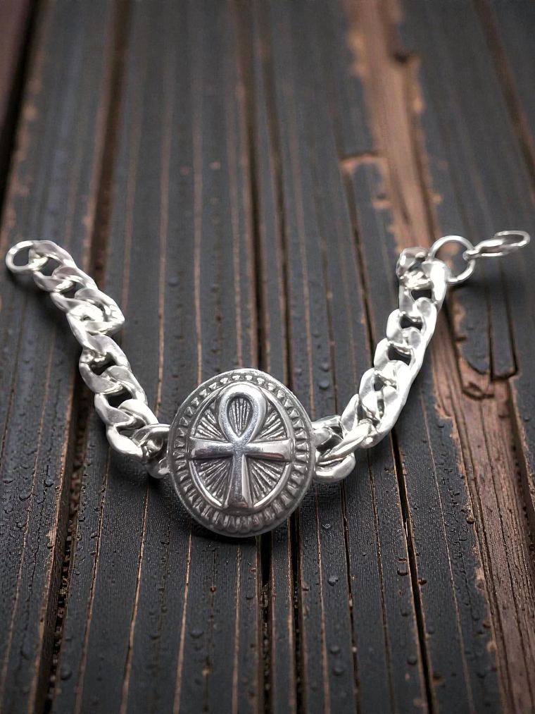 Pulsera de acero Cruz Ansadas o Ankh Egipcia 21cm 2
