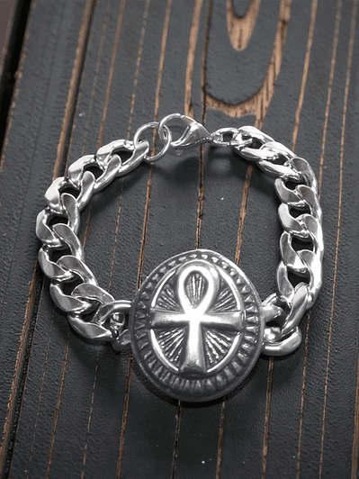 Pulsera de acero Cruz Ansadas o Ankh Egipcia 21cm