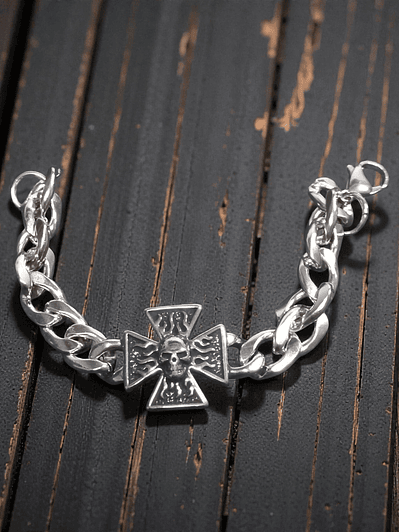 Pulsera de acero cruz skull 21cm