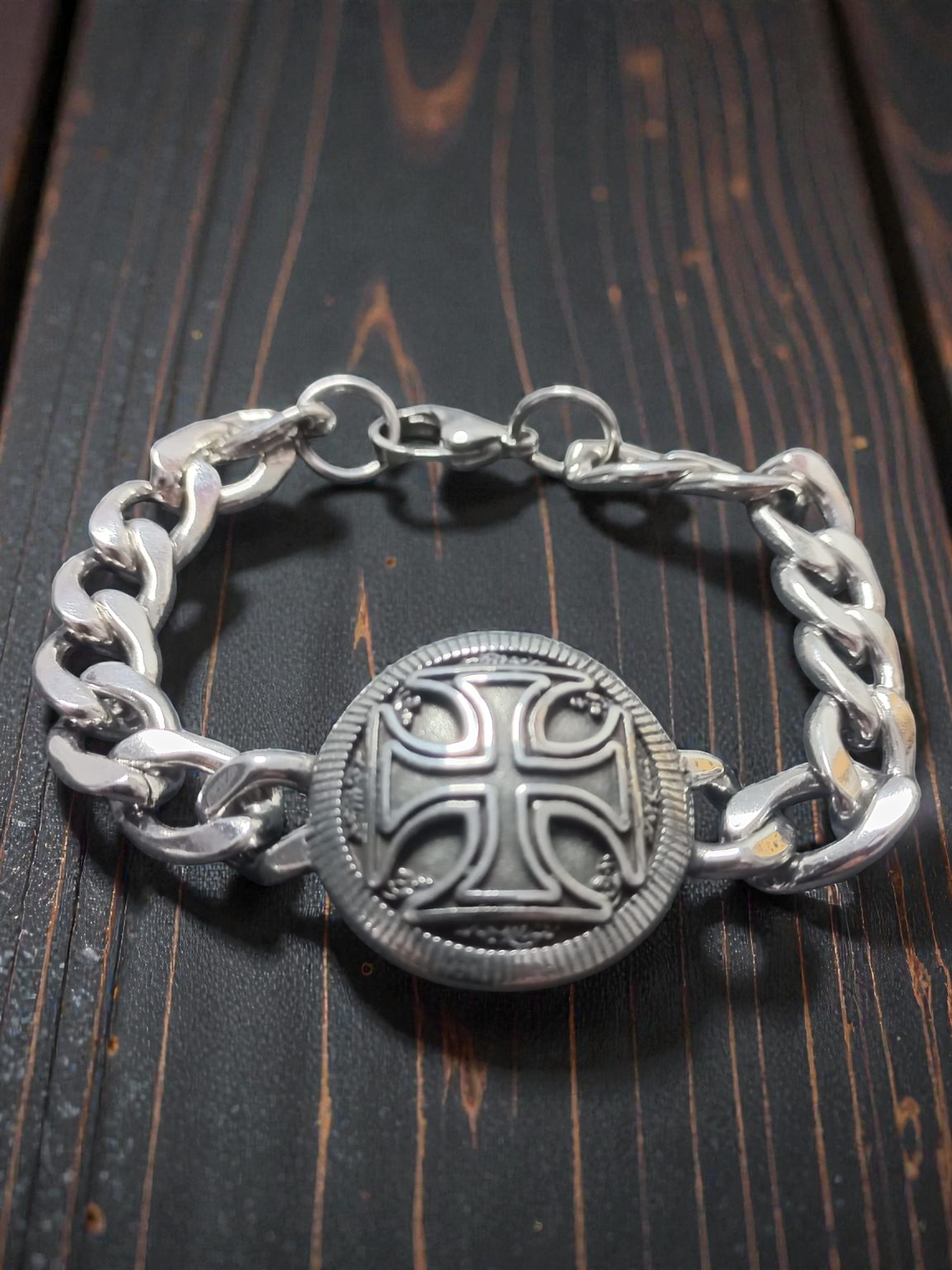 Pulsera de acero cruz templaria 21cm 1