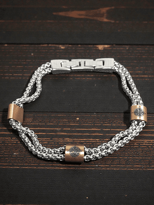 Pulsera de acero con detalles color cobrizo 21cm