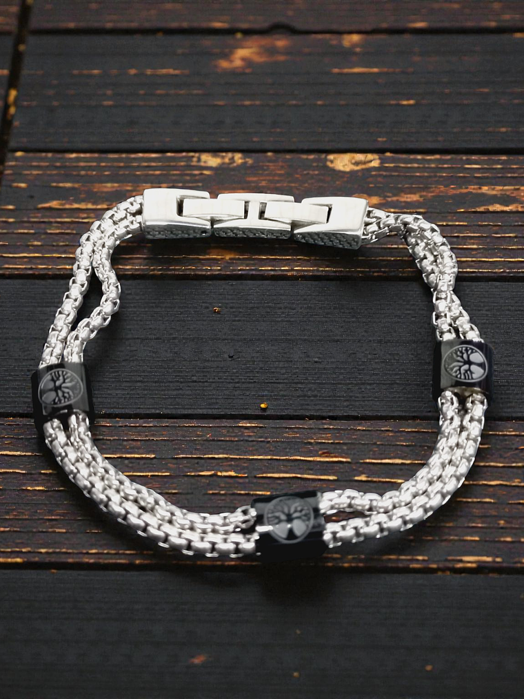 Pulsera de acero con detalles color negro 21cm 1