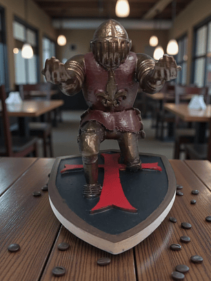 Porta Lápiz Caballero flor de lis base cruz templaria 13cm