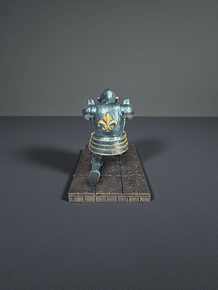 Porta Lápiz Caballero flor de lis base baldosa de castillo 13cm