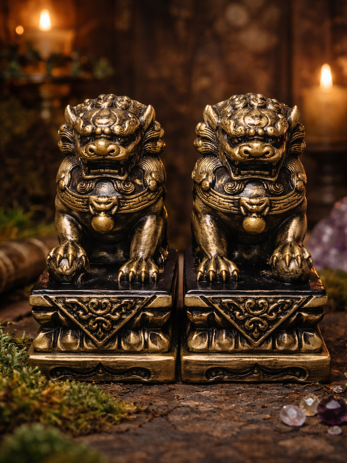 Figuras 2 Perros Fu o Leones De Buda Con Joyero 1