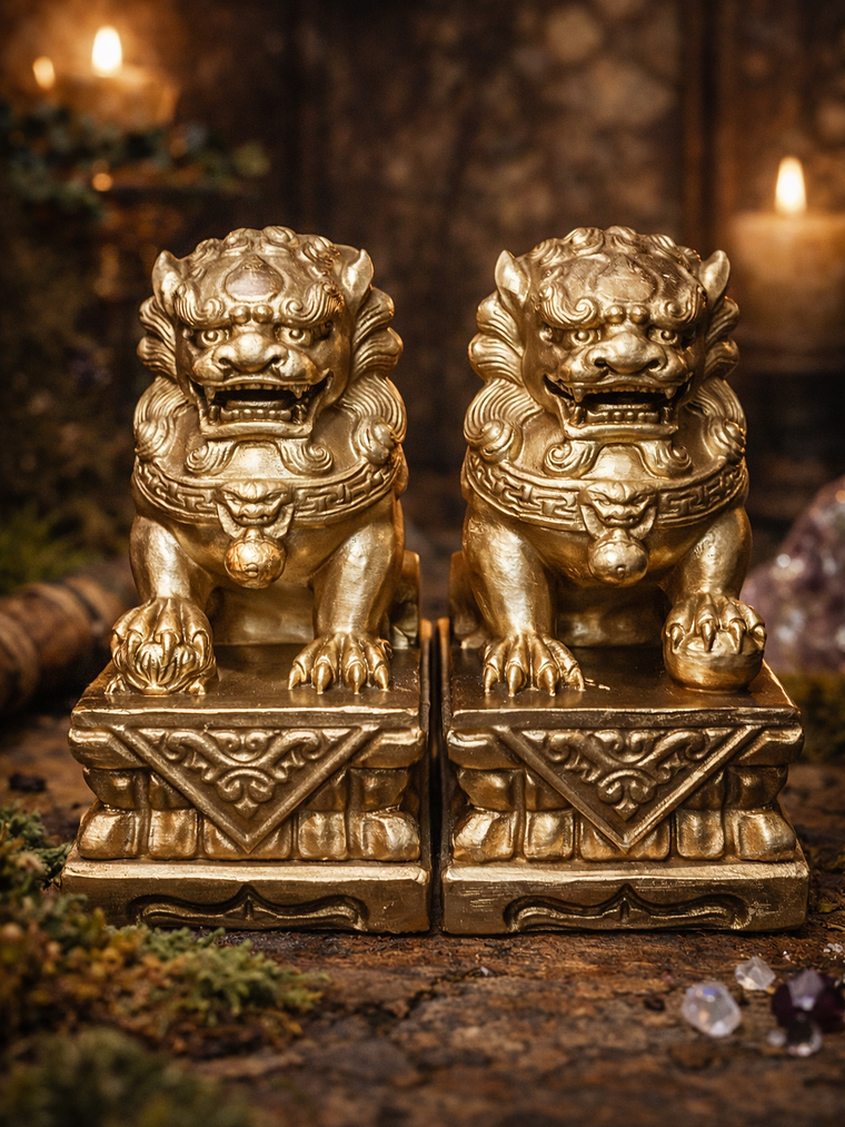 Figuras 2 Perros Fu o Leones De Buda Con Joyero 2