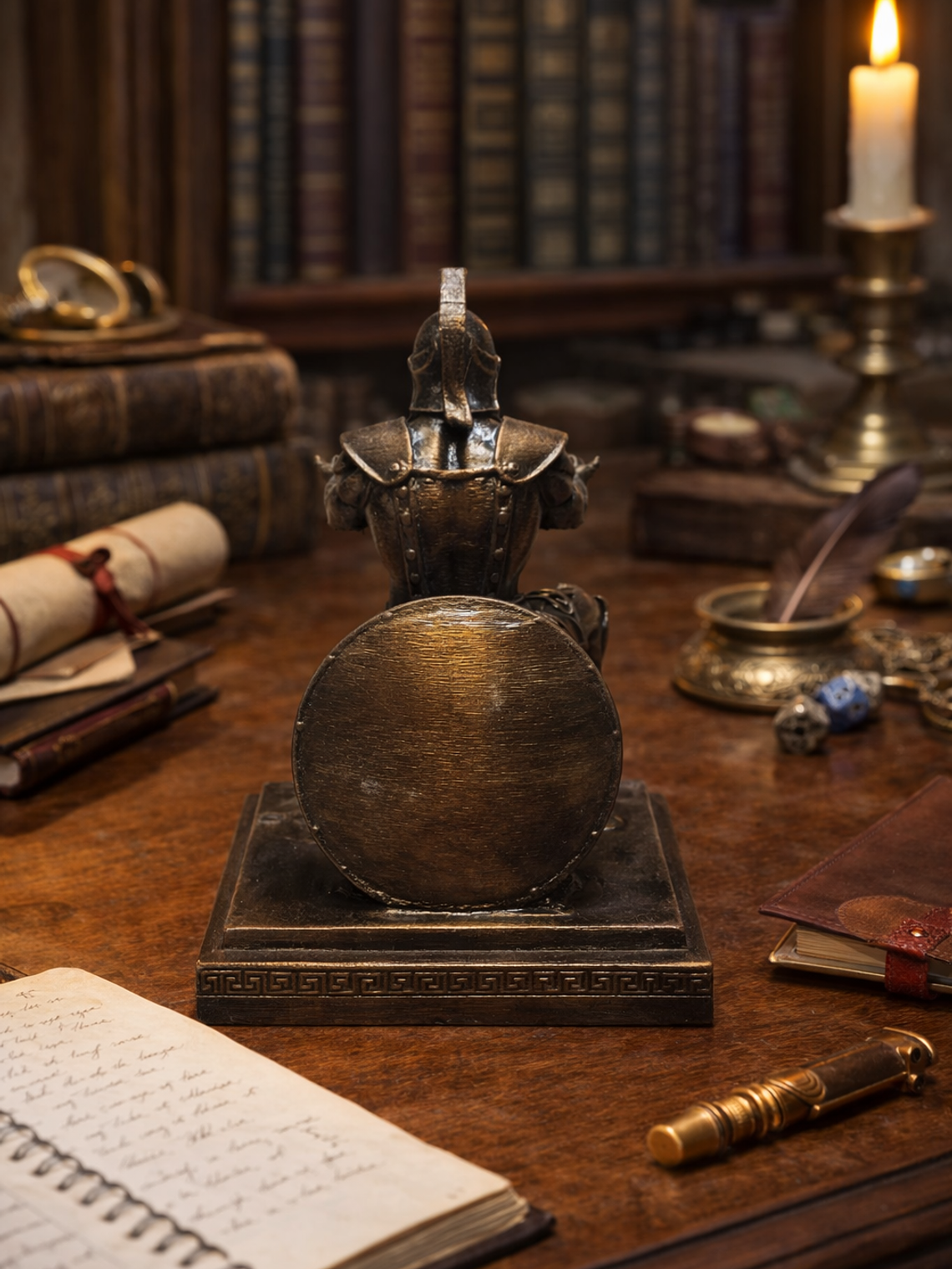 Portalápiz Espartano arrodillado con escudo 13cm 3