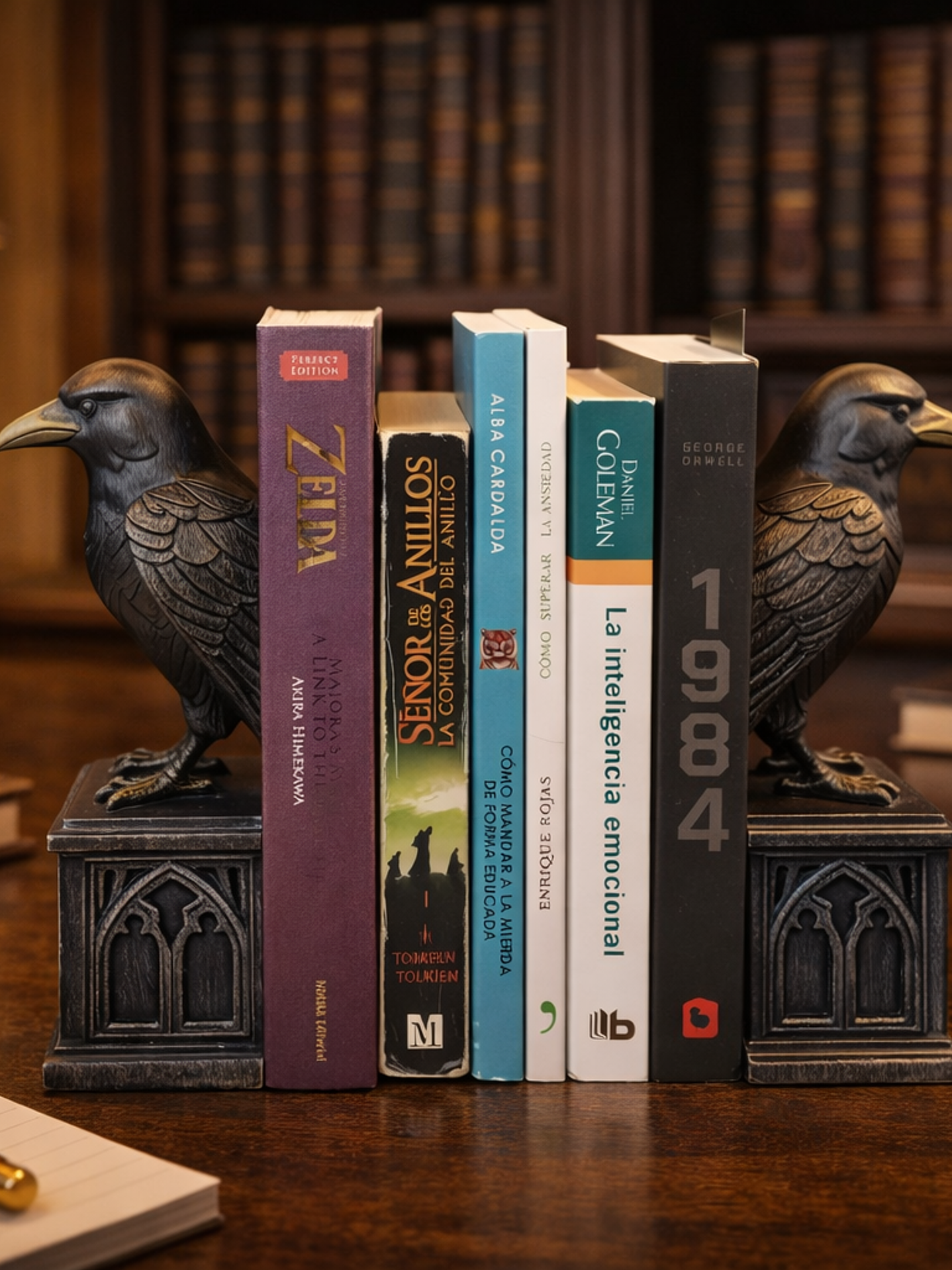 Sujetalibros par de cuervos  1