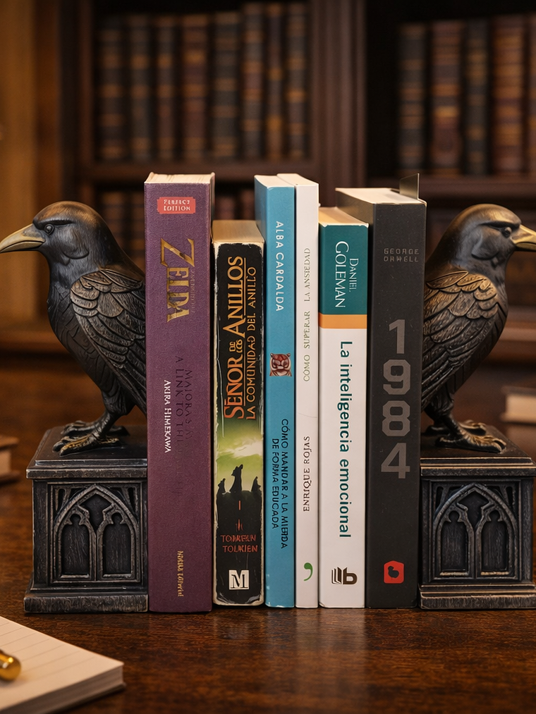 Sujetalibros par de cuervos  1