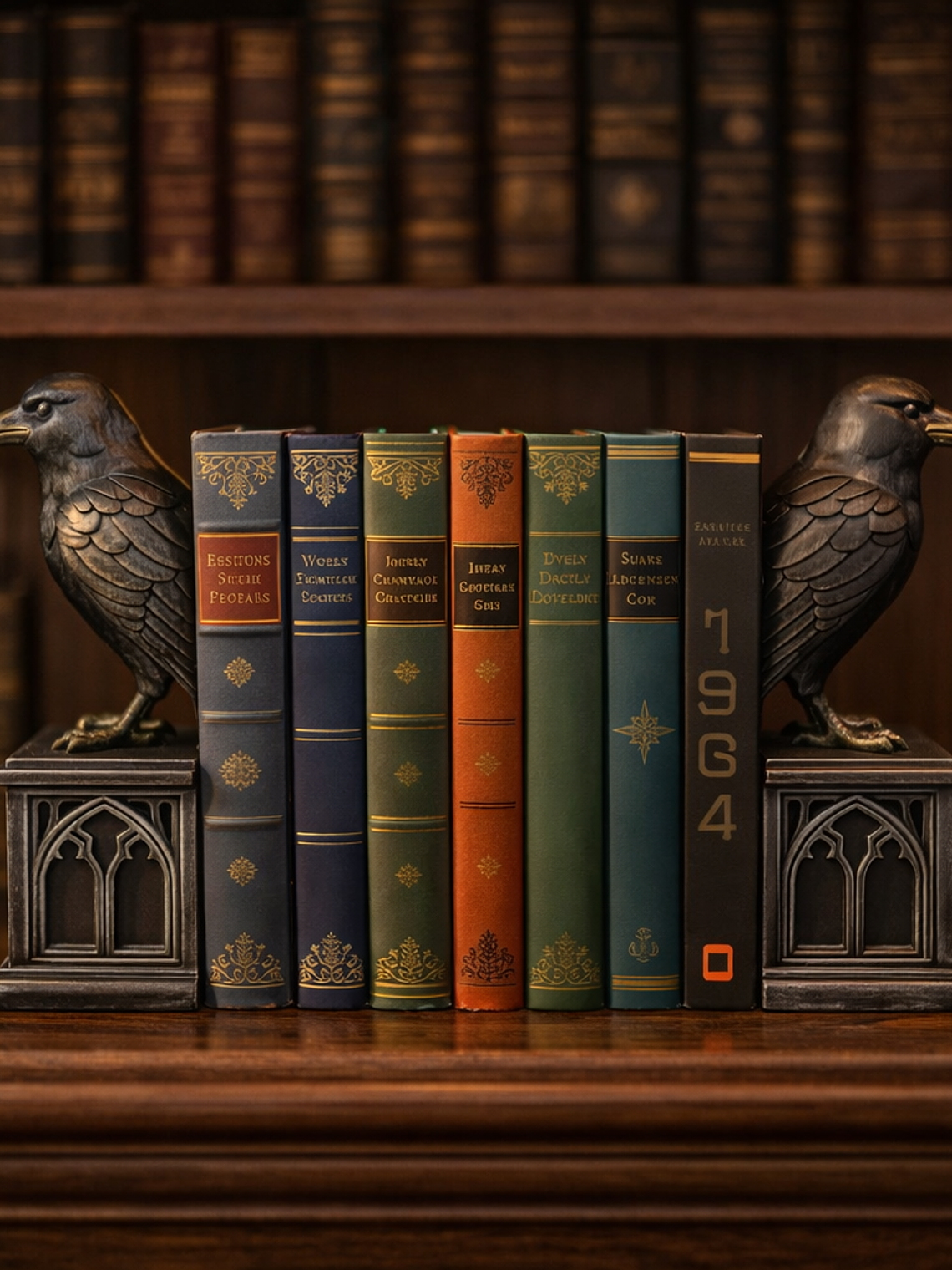 Sujetalibros par de cuervos  2