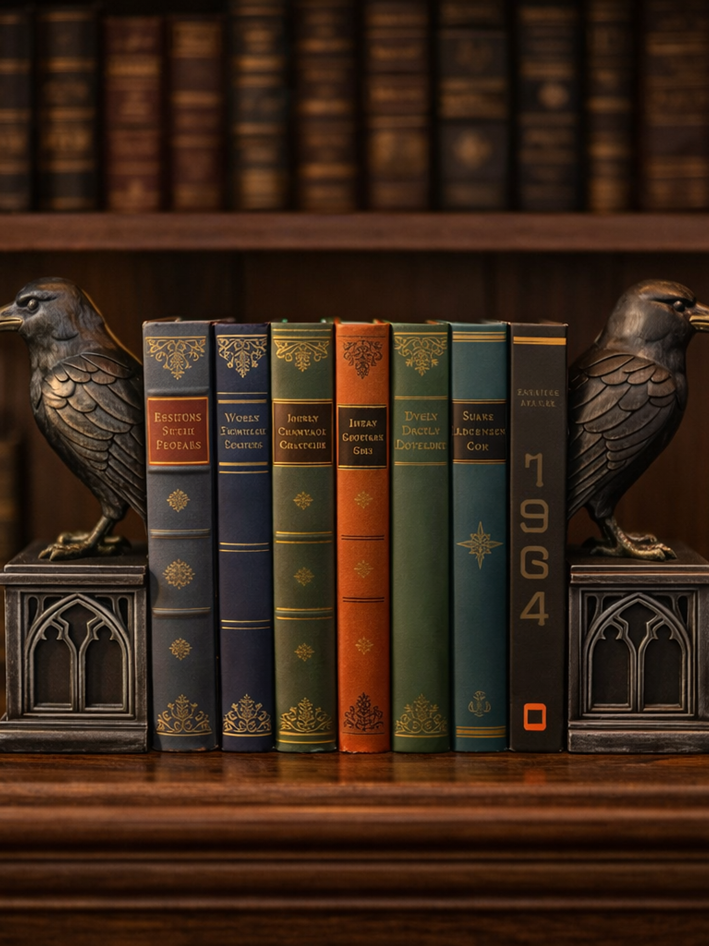 Sujetalibros par de cuervos  2