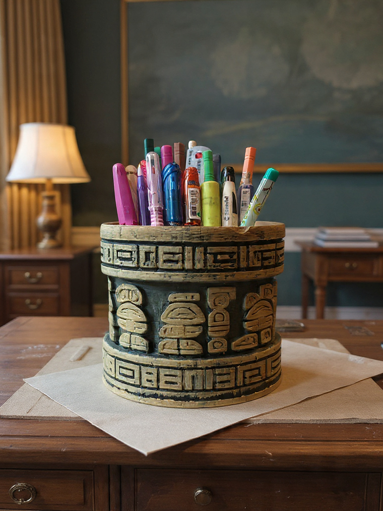 Portalápiz Vasija Maya de Teotihuacán 10cm 1