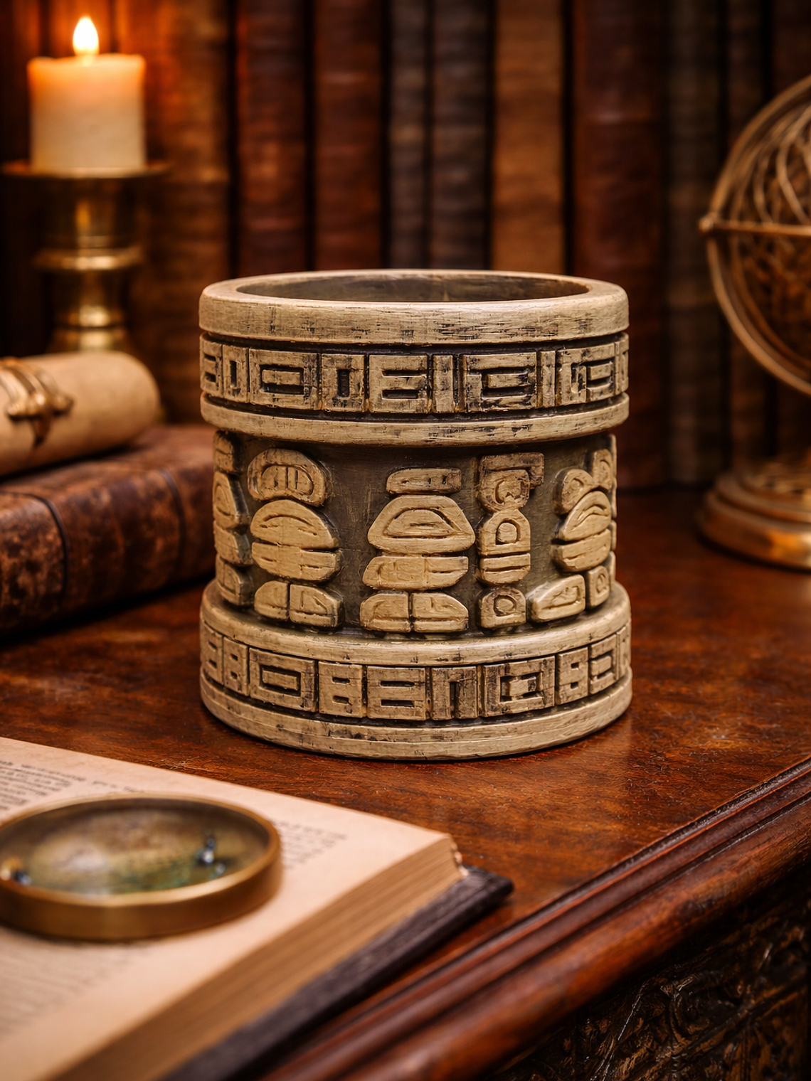 Portalápiz Vasija Maya de Teotihuacán 10cm 3