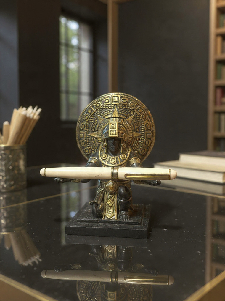 Portalápiz Guerrero en Calendario Azteca (o Piedra del Sol) 16cm 2