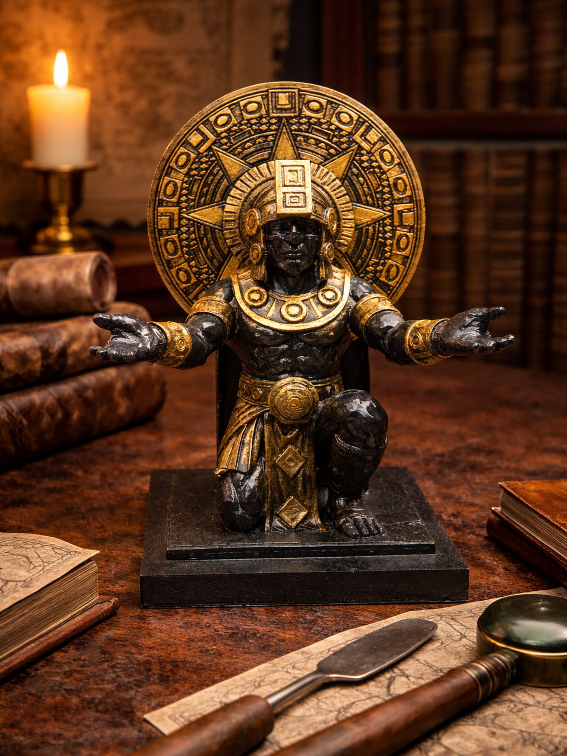 Portalápiz Guerrero en Calendario Azteca (o Piedra del Sol) 16cm 1