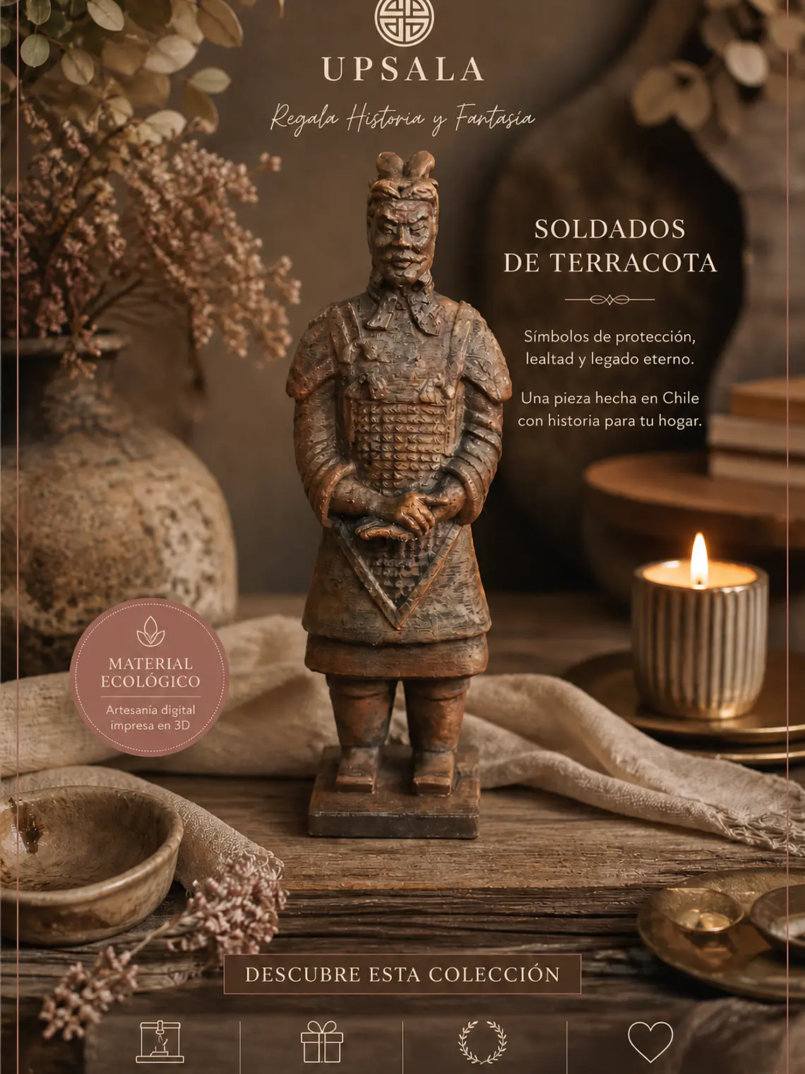 Figura Guerrero de Terracota General 15 cm – Terracota Desgastada 2