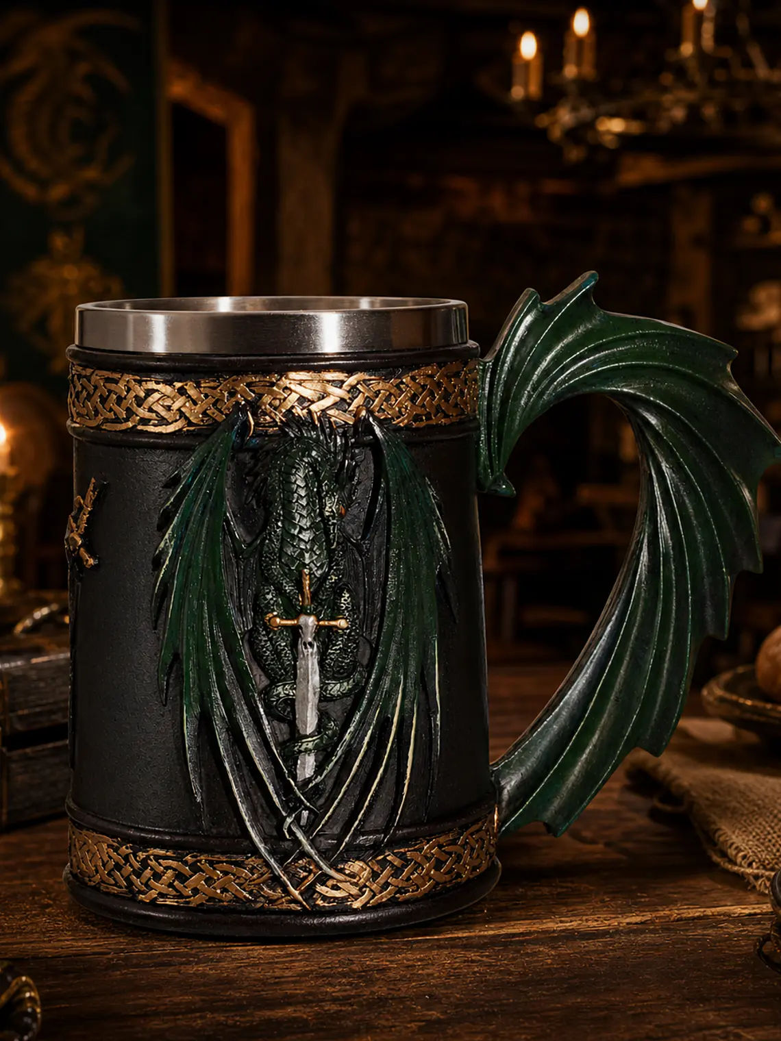 Jarra Shopera XL Dragón y Espadas – 500 ml 1