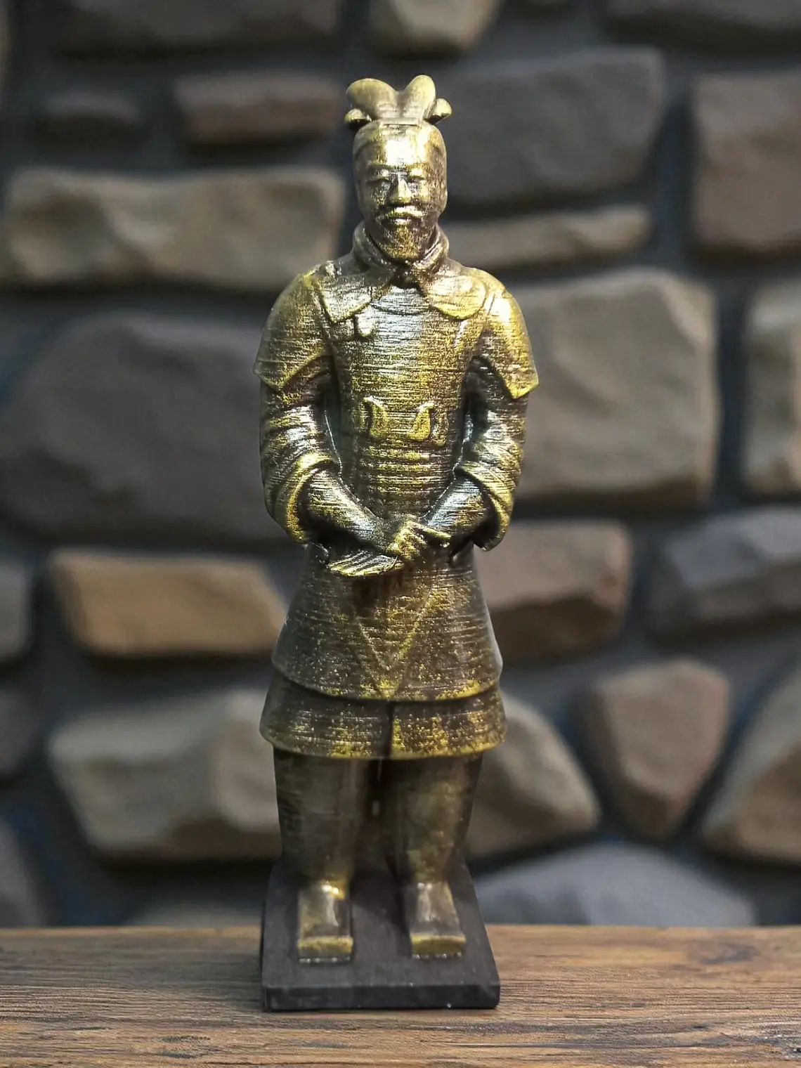Figura Guerrero de Terracota Oficial 15 cm – Acabado Bronce Envejecido 1