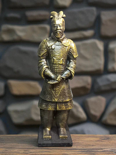 Figura Guerrero de Terracota Oficial 15 cm – Acabado Bronce Envejecido