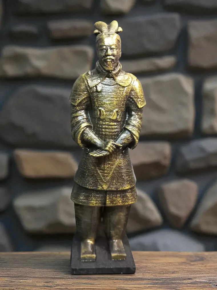 Figura Guerrero de Terracota Oficial 15 cm – Acabado Bronce Envejecido 1