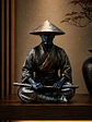 Figura Samurái Ronin en Meditación 13 cm – Acabado Bronce Envejecido - Miniatura 1