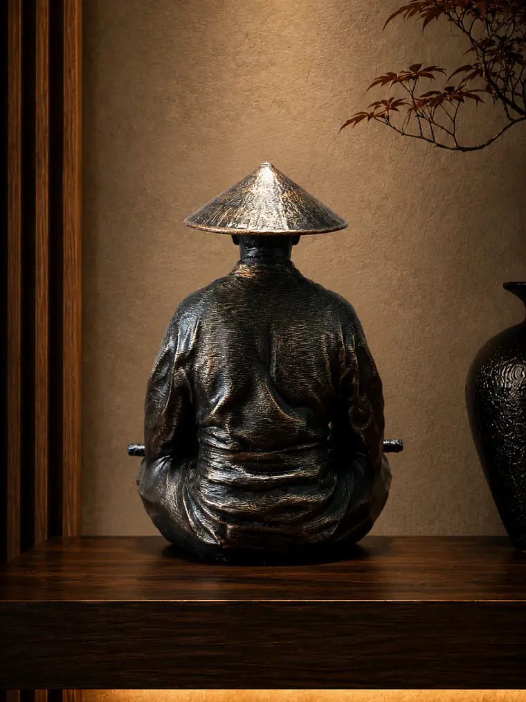 Figura Samurái Ronin en Meditación 13 cm – Acabado Bronce Envejecido 6