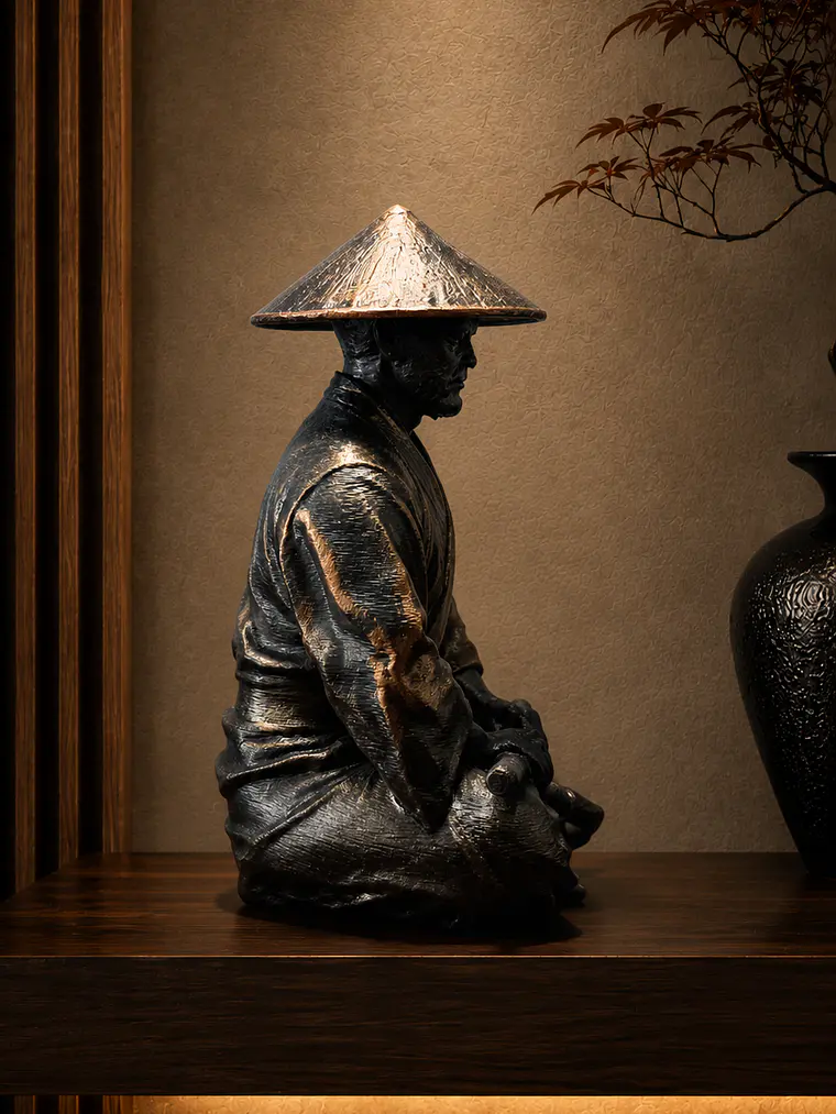 Figura Samurái Ronin en Meditación 13 cm – Acabado Bronce Envejecido 5