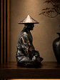 Figura Samurái Ronin en Meditación 13 cm – Acabado Bronce Envejecido - Miniatura 5