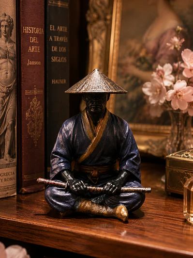 Figura Samurái Ronin en Meditación 13 cm – Acabado Policromía