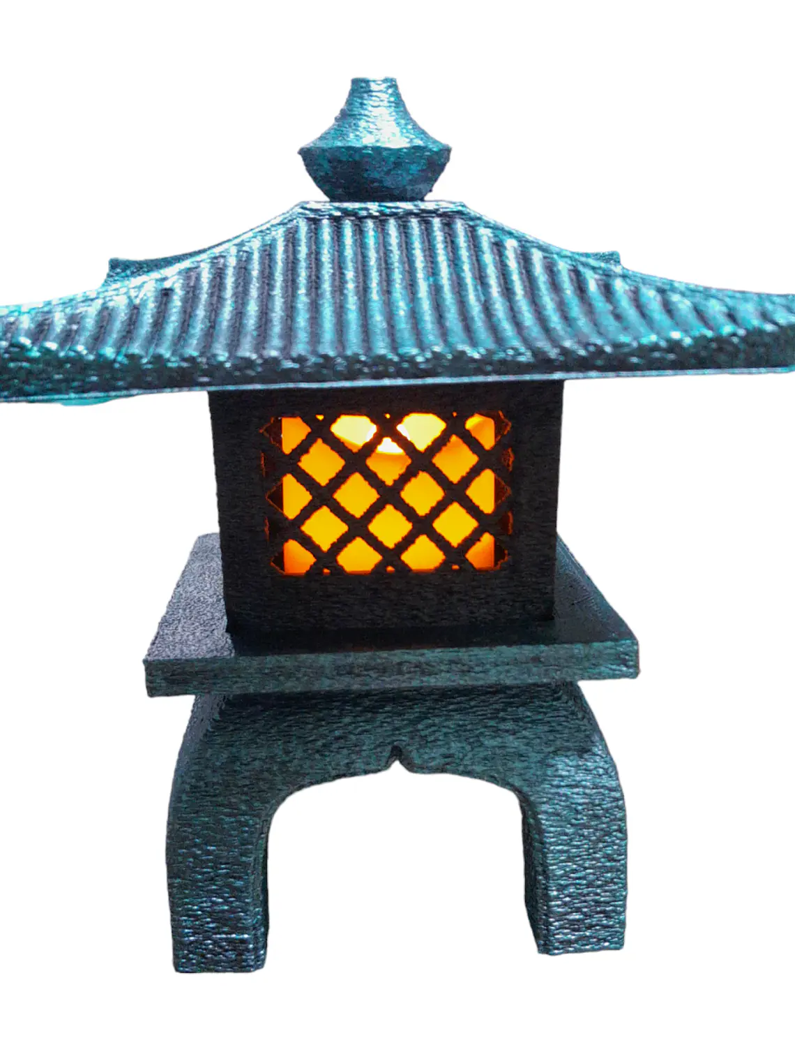 Tōrō Japonés 13 cm – Linterna Samurái Azul con Luz LED 2
