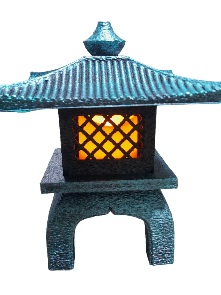 Tōrō Japonés 13 cm – Linterna Samurái Azul con Luz LED 2
